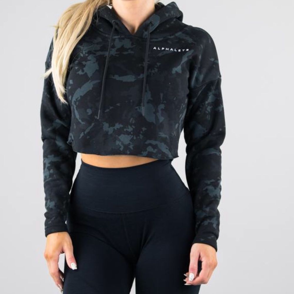 NWOT Alphalete Camo Crop Hoodie - Size Small